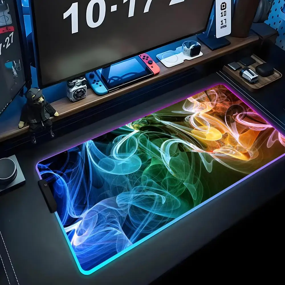

Цветной дымчатый коврик для мыши RGB игровой коврик для мыши большой светодиодный коврик для ПК настольный коврик светящийся коврик для мыши большой коврик для клавиатуры настольный коврик с