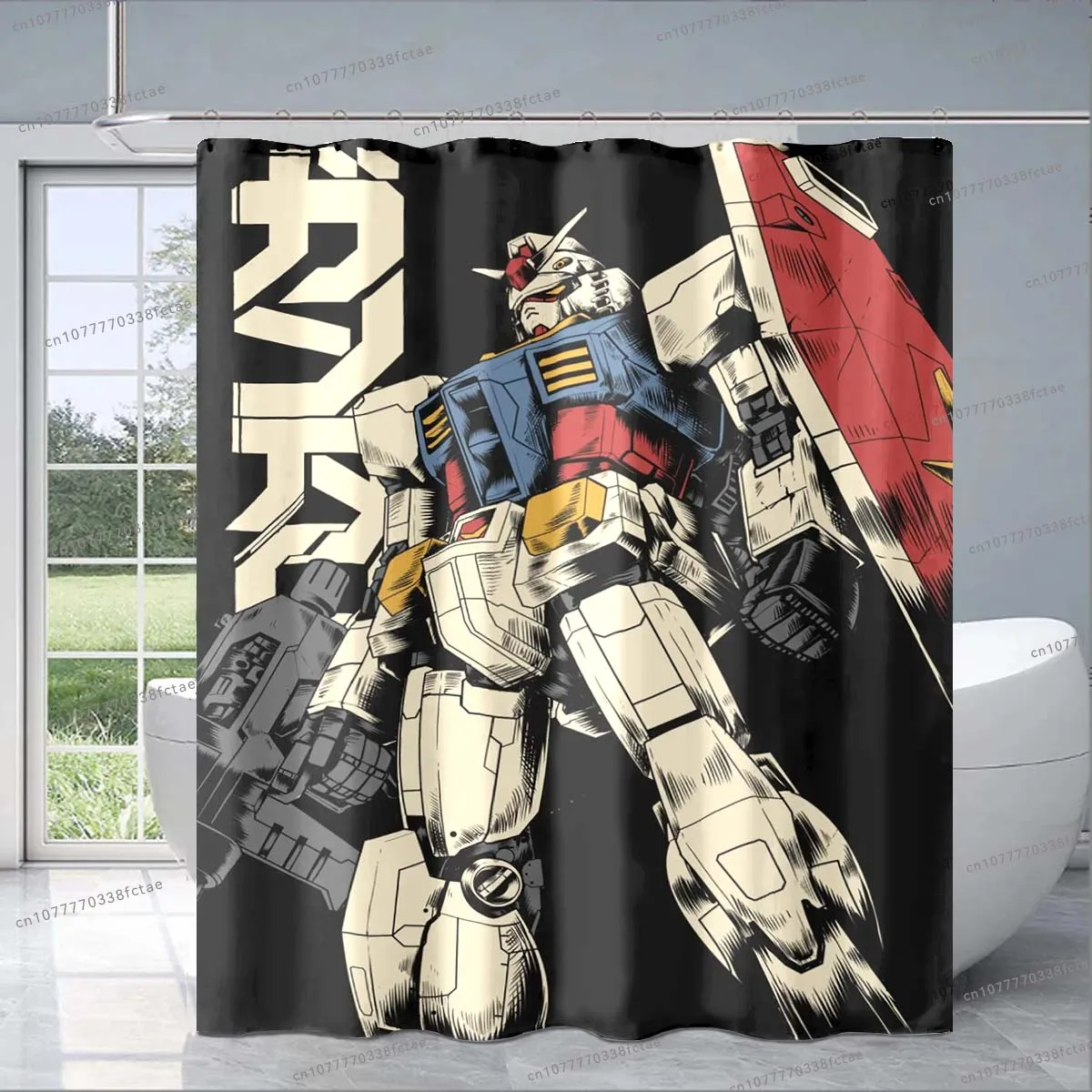 Gundam 3D Retro Anime Cartoon Shower Curtain for Adults and Kid's Bathroom Fashion Decoration Shower Curtain Kid's Birthday Gift