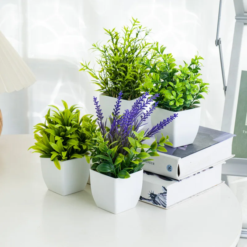 Lifelike Artificial Potted Plants for Home Office Decor Mini Fake Greenery Desk Top Decoration Modern Table Centerpiece