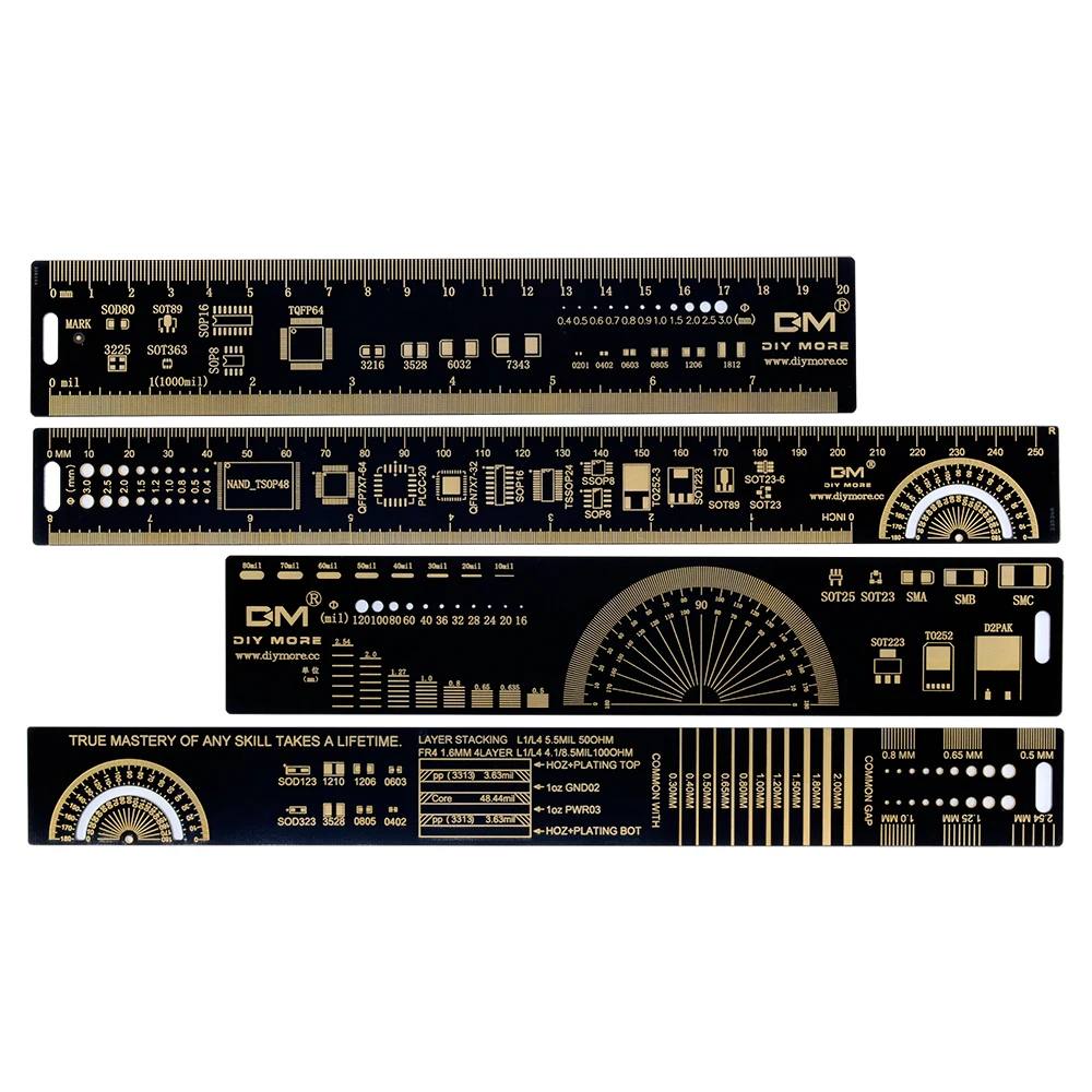 Wielofunkcyjna linijka PCB narzędzie pomiarowe rezystor układ kondensatora IC SMD dioda tranzystor narzędzia elektroniczne 4cm 15cm 20cm 25cm