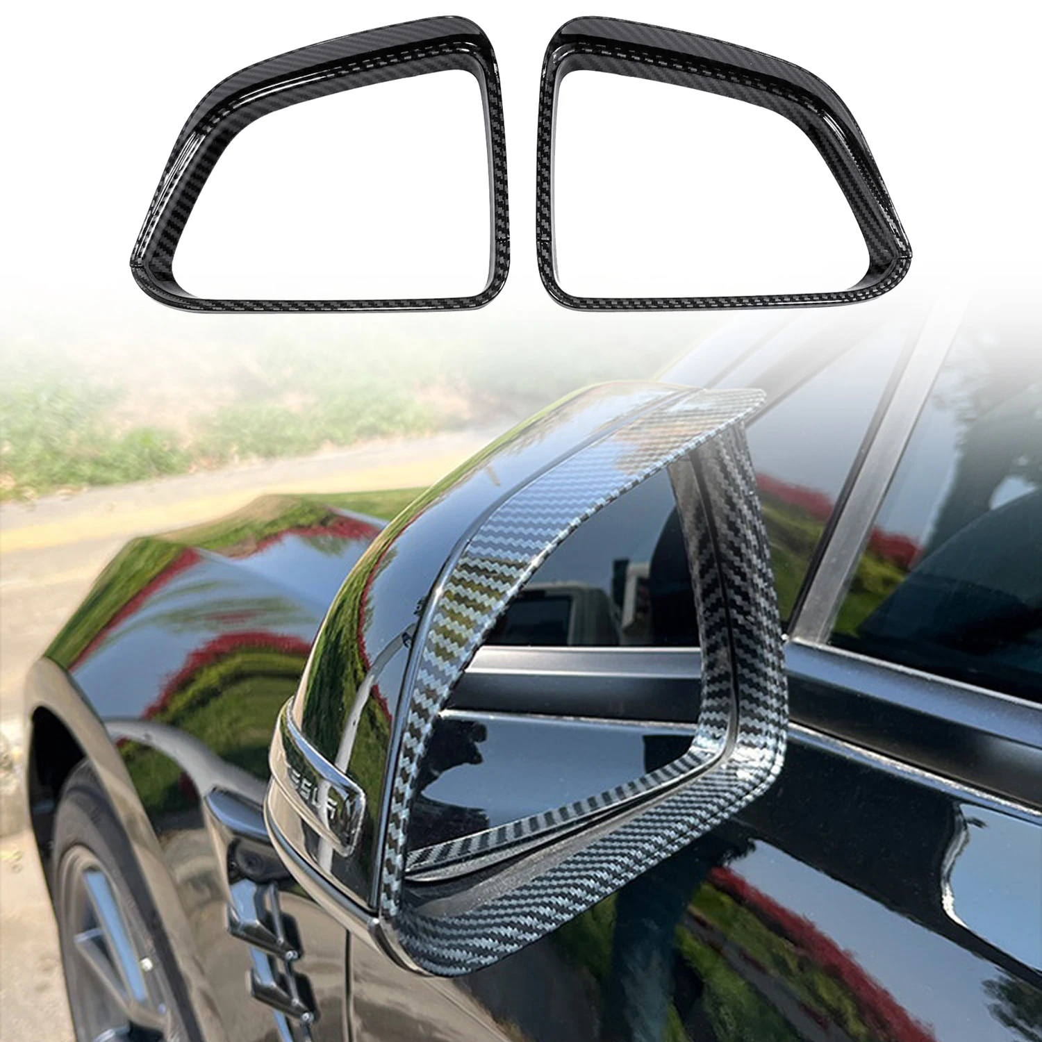 

For Tesla Model Y 2025 2026 ABS Rear View Mirror Rainy Shield Guard Car Rearview Mirror Rain Eyebrow Sun Visor Shade Cover 2pcs