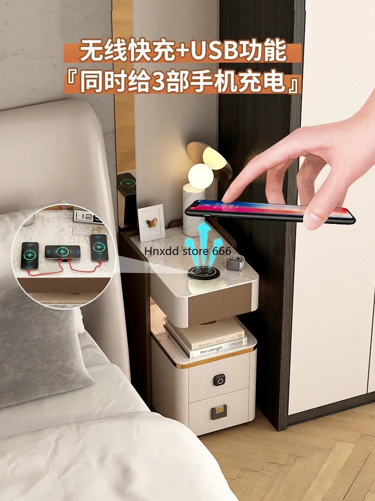 Lockable smart sensor light rechargeable bedside table