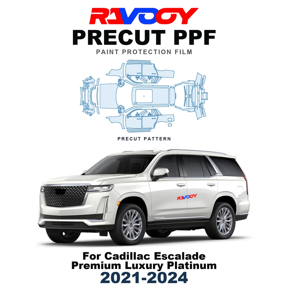 Precut PPF For Cadillac Escalade Premium Luxury Platinum 2021-2024 8.5mil TPU Paint Protection Film Hood Bonnet Bumper Headlight