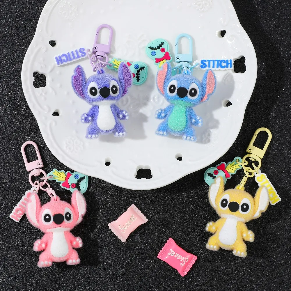 4.7cm Mini Disney Stitch Keychain  - Soft Flocked Anime Keyring, Cute Cartoon Backpack Charm for Girls & Kids Christmas Gift image 3