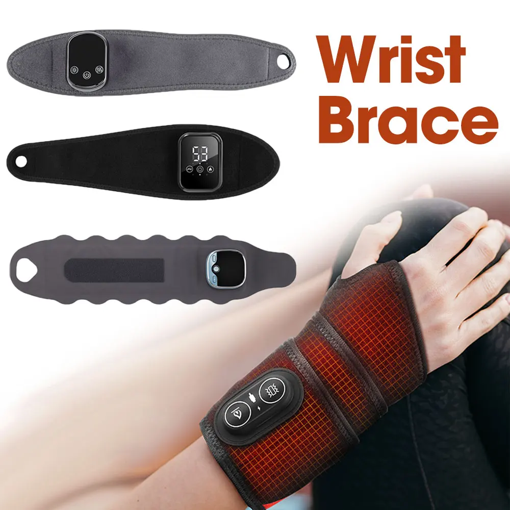 

Heating Wrist Massage Brace Vibration Hand Wrist Joint Massager EMS Fatigue Relief Wrap Belt Thermal Support Band for Both Hands
