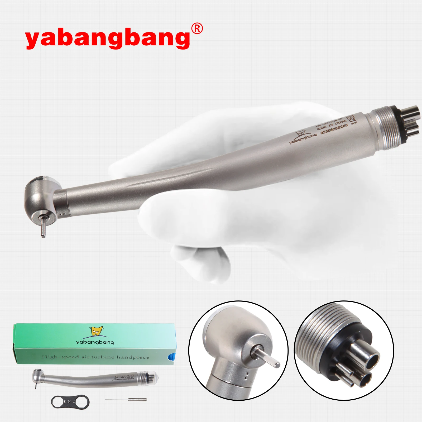 YABANGBANG Push Button Dental High Speed Handpiece 4 Hole large Head Single Water Spring Rotor/Cartridge NSK Style