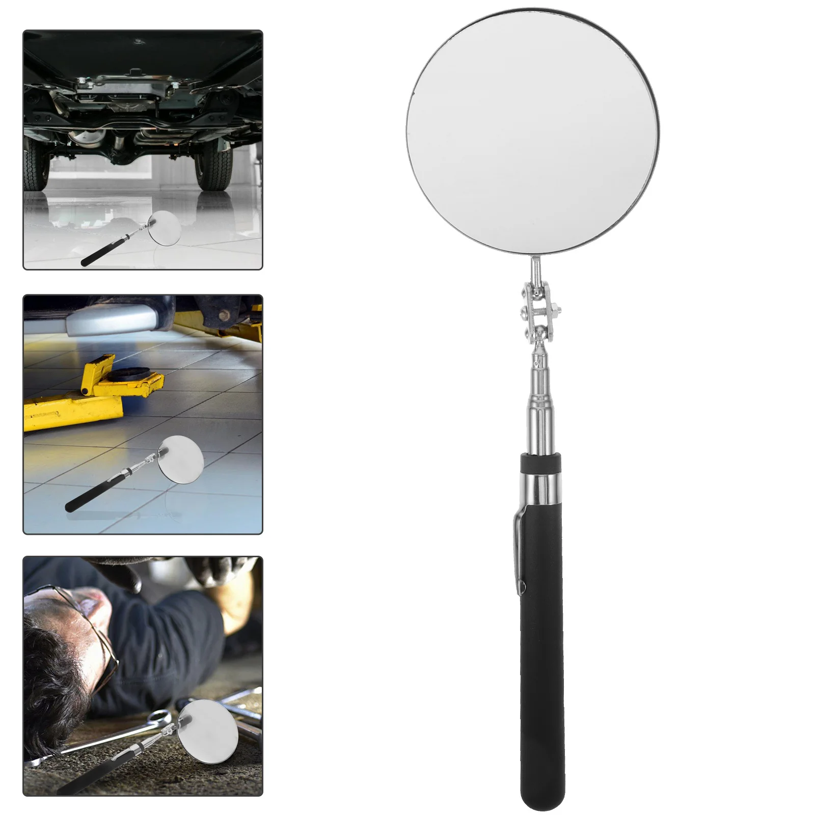 

Inspection Mirror Large 85mm Circular Flexible Telescoping Extendable Magnetic Auto Mechanic Tool for Car Bottom Repair and