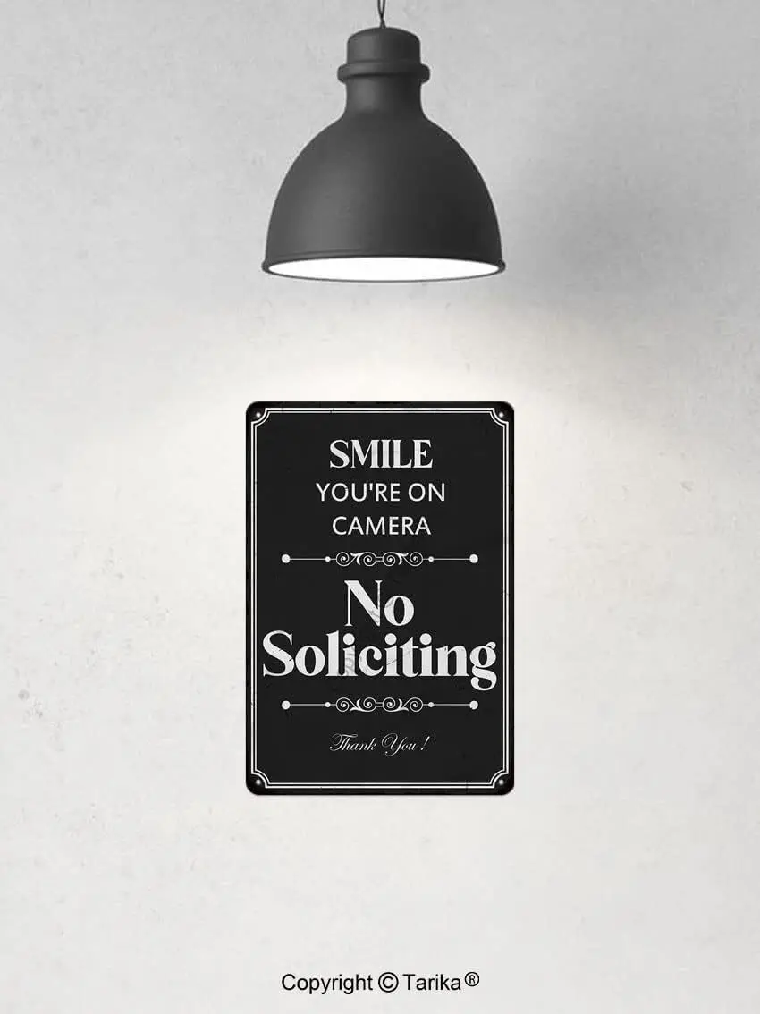 Smile You're On Camera No Soliciting You Tin Metal Signs for Yard Front Door