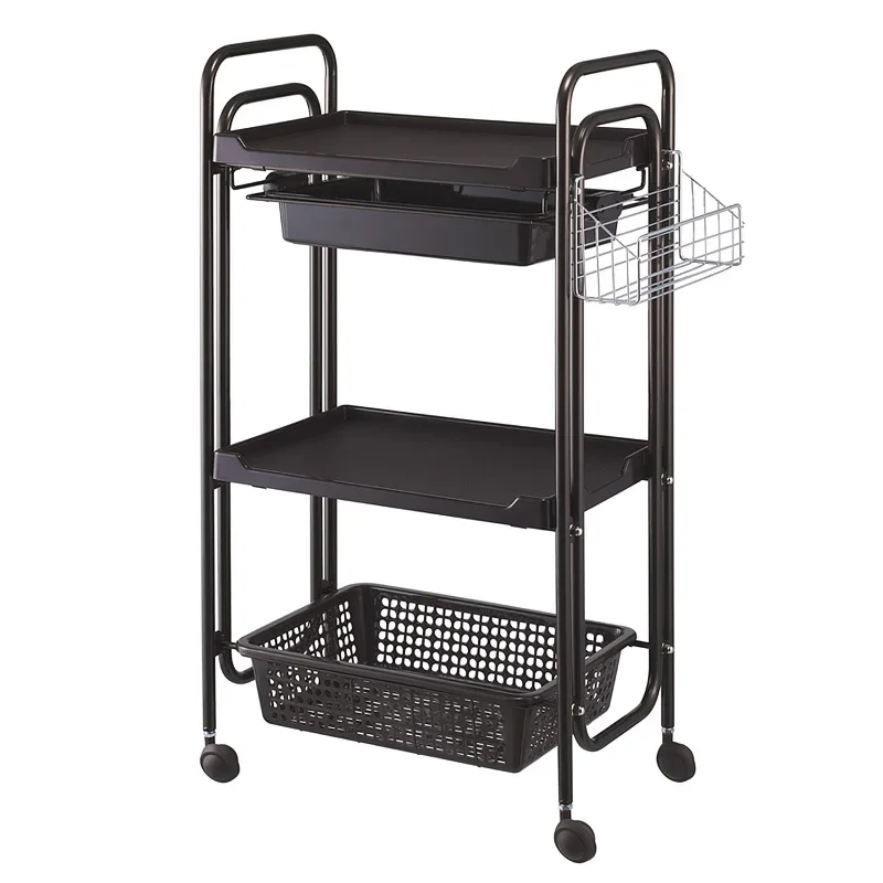 Small Cart Storage Rack Beauty Salon Mobile Cart Storage Rack Stainless Steel Beauty Cart With Three Layers Salon Furniture