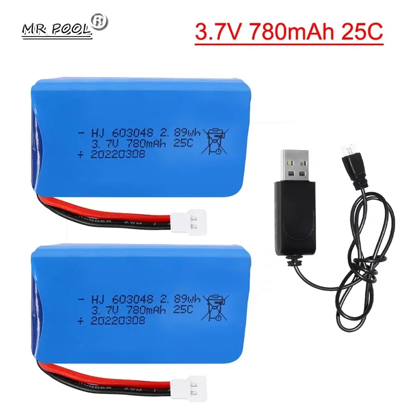 Аккумулятор LiPo 3.7V 780mAh для радиоуправляемых квадрокоптеров WLtoys V626 V636 V686 X250 Q222 V686G, модель 603048, с разъемом XH2.54, 1 шт.
