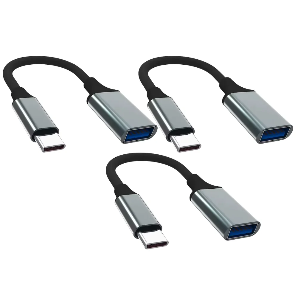 USB to USB-C Adapter with Charging and Data Transfer, Compatible with Apple, Samsung, Chromebook Devices (3 Pack)