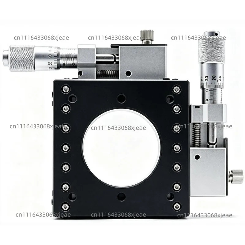 70x70mm Table, 13mm Travel, 5kg Load，Manual XY Axis Micrometer Drive Hollow Translation Stage, Crossed Roller Guide