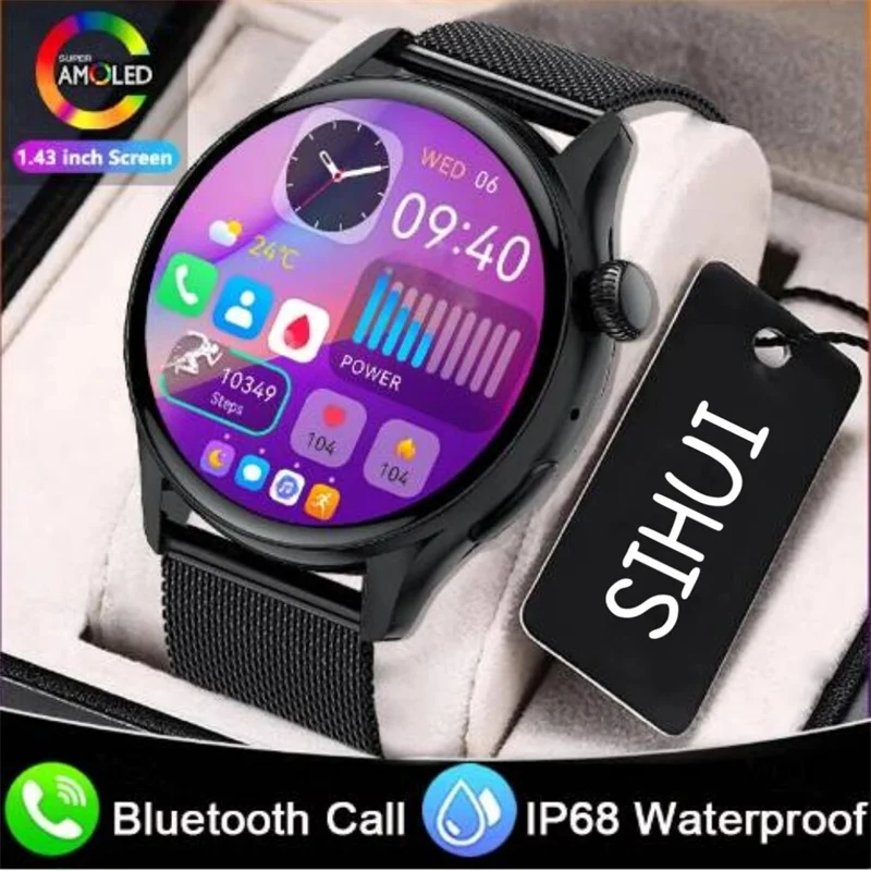 

2024 New Smartwatch Men Women 1.43 inch AMOLED Screen Always Display Time Bluetooth Call IP68 Waterproof Sports Smart Watch Men