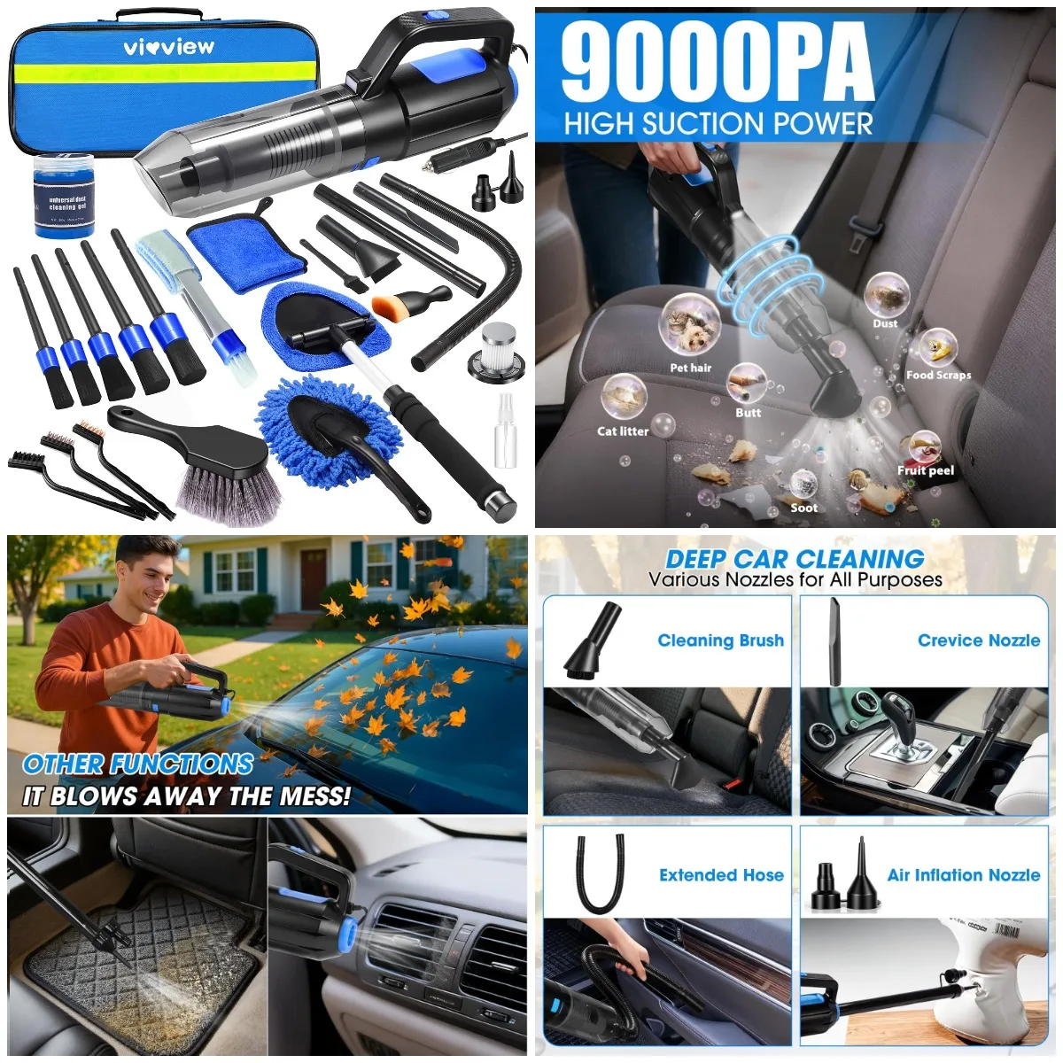 

25pcs Car Cleaning Kit with Handheld Vacuum, Windshield Cleaner, Brushes & Gel