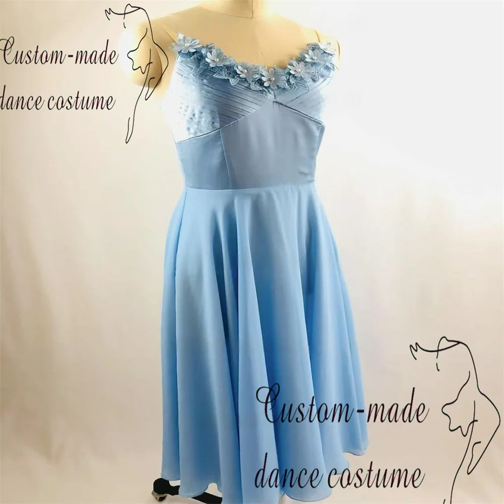 チャイコフスキー レディース バリエーション バレエ スカート、スカイブルー、ピーチピンク、ホワイト、二重ロングシフォンスカート