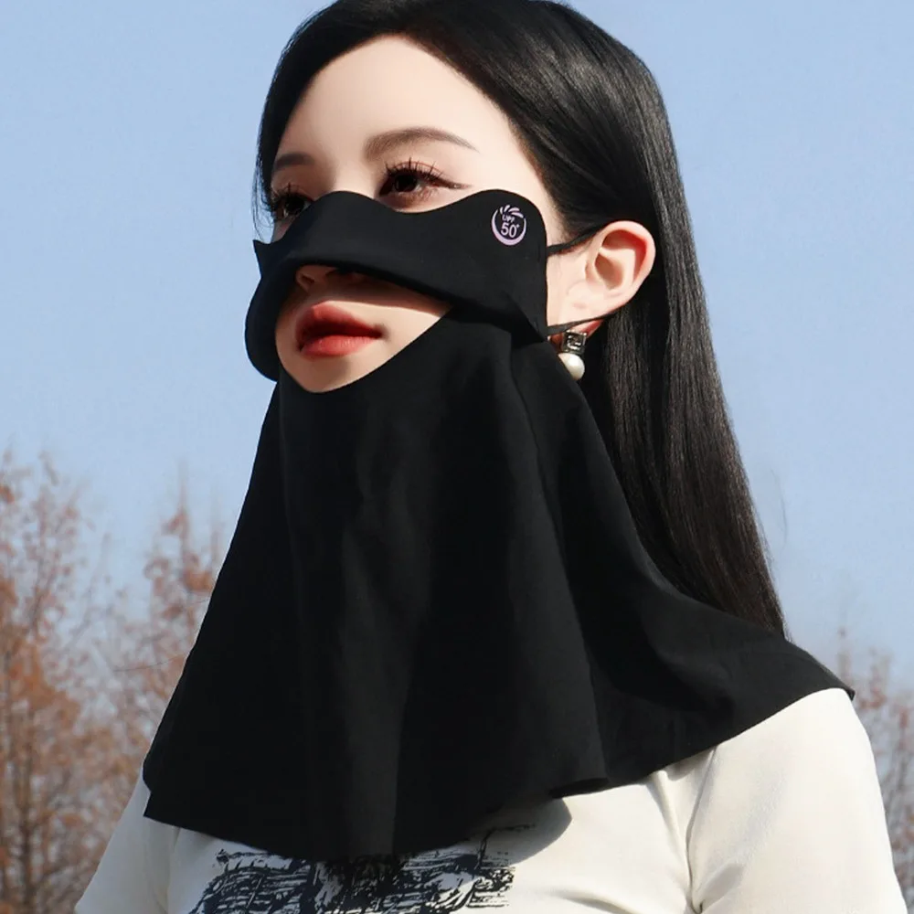 

Ice Silk Mask Summer Breathable Mask UV Protection Face Neck Shoulder Sun Protective Scarf Anti-UV Flap Wraps Sunscreen Shawl