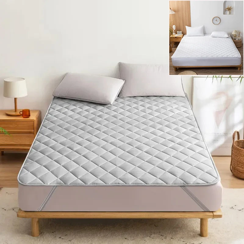 Mattress Protector - Breathable Noiseless Mattress Cover Pad with 4 Elastic Corner Straps Fits Up To 30cm Deep 냉각매트 Chiếu Mùa Hè