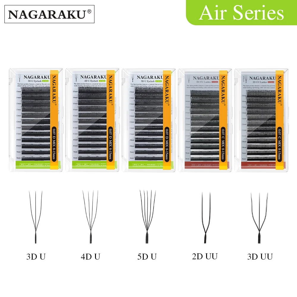 NAGARAKU-extensiones de pestañas naturales, forma de U, 2D/3D/4D/5D, luz suave, piel sintética de visón esponjosa, suministros de maquillaje paralelos
