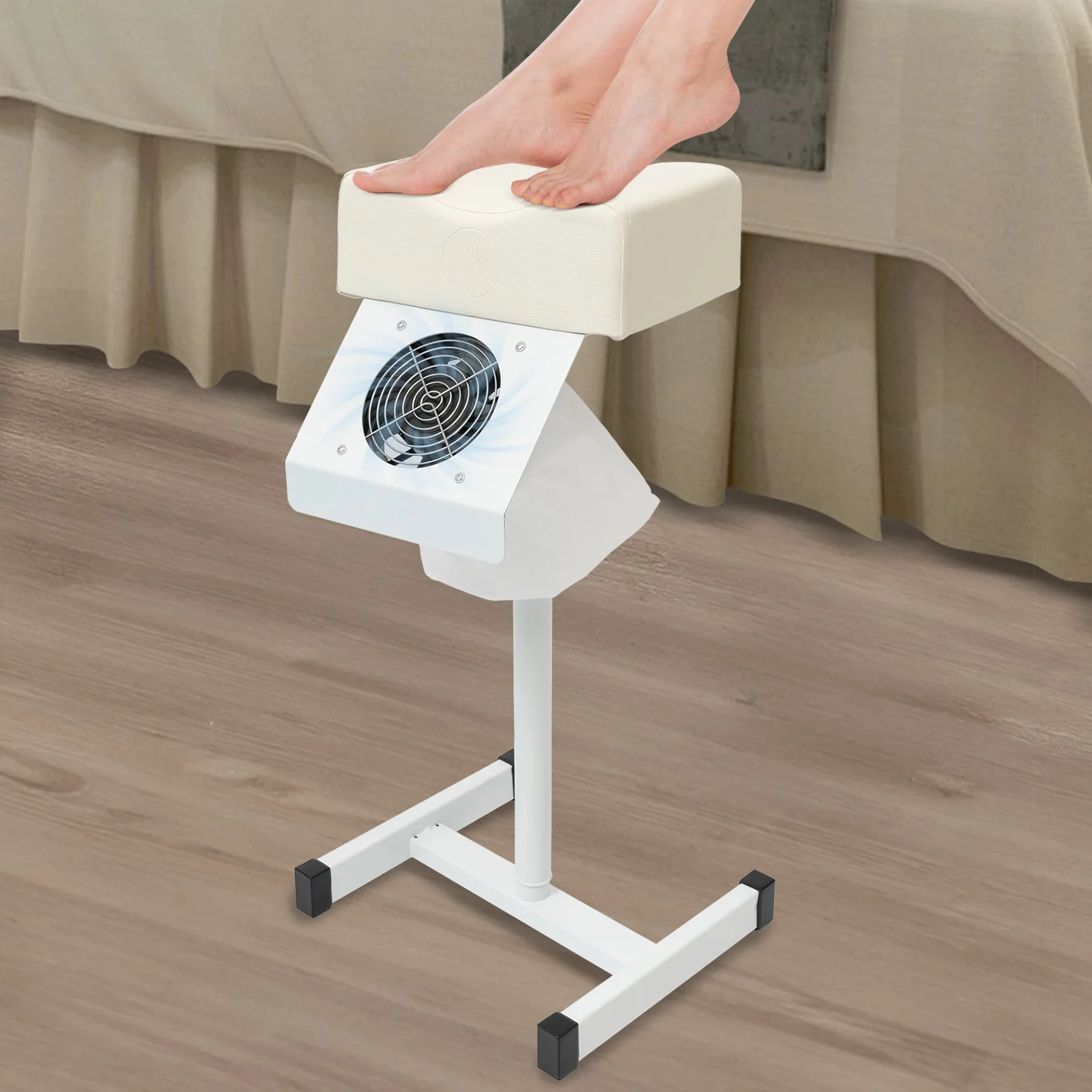 

Manicure Stool, Pedicure Stool Chair with Built-in Dust Collector, Adjustable Height Stool for Nail Salon, H-Base & Rubber Pads