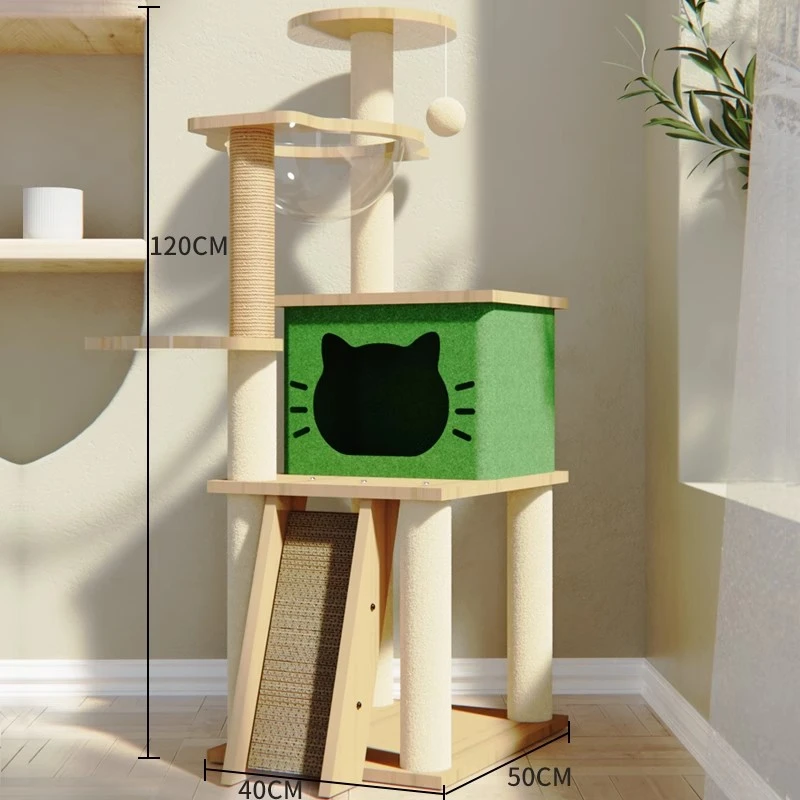 Tower Wood Cat Scrapers Toys Nest High Claw Sharpener Board Cat Scrapers Cute Tree Home Drapak Dla Kota Cat Supplies MR50CS