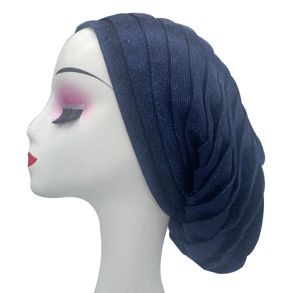 2023 Shiny Turban Cap for Women African Lady Head Wrap Bonnet Female Headscarf Hat Turbnante Mujer