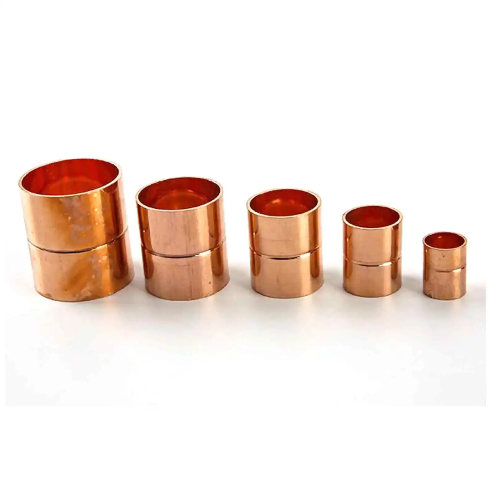 Inner Diameter Pure Copper End Feed Equal Straight Coupling Welding Pipe Connector Refrigerator Air Conditioner