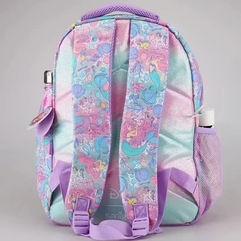 Disney Ariel Series Schoolbag para crianças, mochila dos desenhos animados, papelaria, smiggle australiano genuíno, presente, 2024