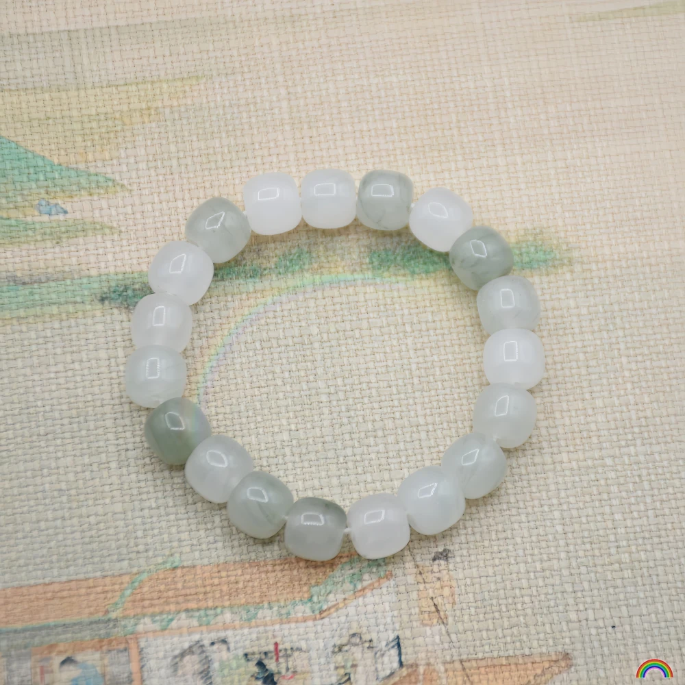 Natural Xinjiang Tianshan Cuishou Bracelet with Ice Drifting Flower and Emerald Old Bead Bracelet Rwbuye Brand Design