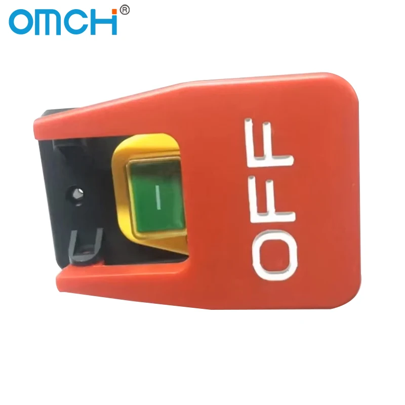 OMCH Off-On Red Cover Emergency Stop Push Button Switch 16A Power-Off/Undervoltage Protection Electromagnetic Start Switch