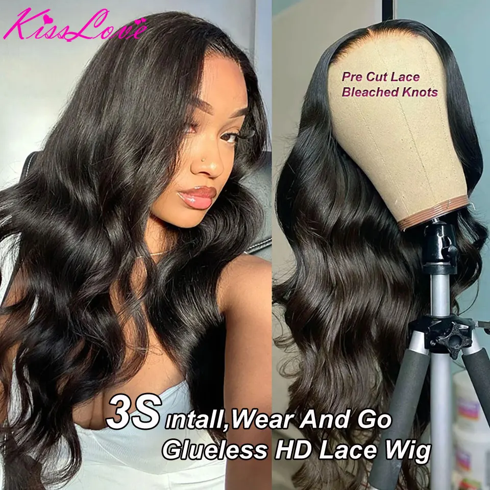 Perruque Lace Front Wig naturelle ondulée, cheveux humains, 13x4, HD, pre-plucked, avec baby-hairs, noeuds, transparente, sans colle