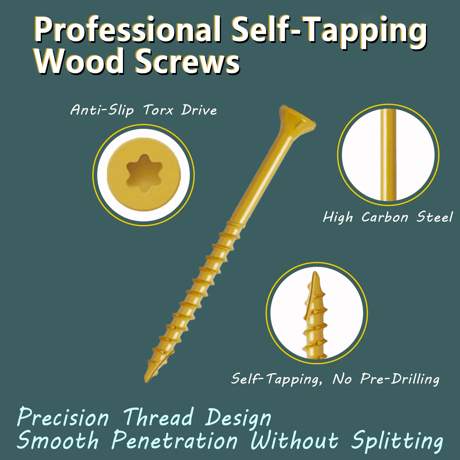 重量物 # 10x3.5インチ構造用ネジ - VKKMトルクスヘッド炭素鋼、20ポンド+を保持/梁/デッキポスト用ネジ、ANSIタイプII、T25付き