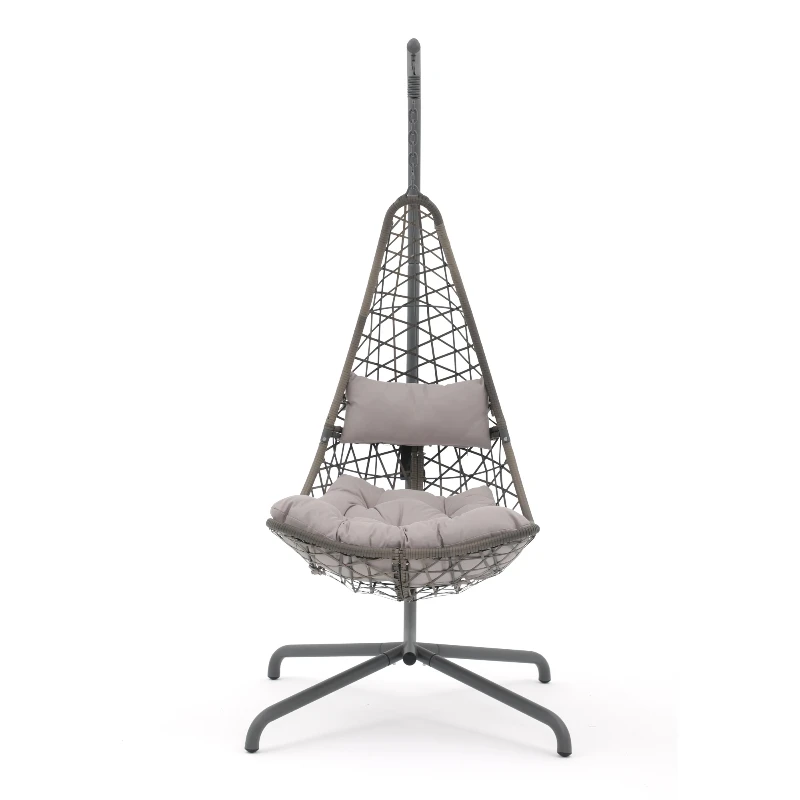 Outdoor Swing Patio Wicker Hammock Hanging Egg Chair with Stand and Cushions