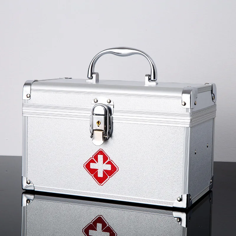 مجموعة الإسعافات الأولية المنزلية متعددة الطبقات، صندوق دواء من سبائك الألومنيوم وأحجام صغيرة، سعة تخزين كبيرة، رعاية صحية #5