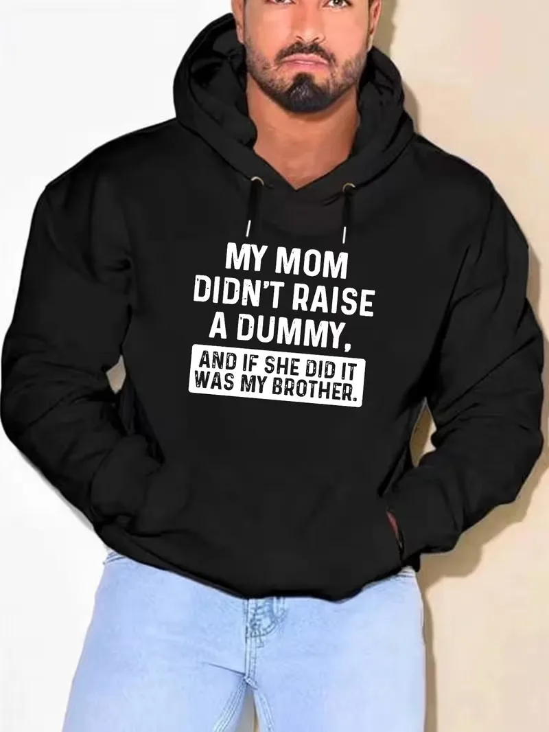 سويت شيرت رجالي فضفاض بغطاء للرأس، بلوفر أسود على طراز الشارع، قميص أمريكي كاجوال بقلنسوة، مناسب لهدايا عيد الميلاد #1