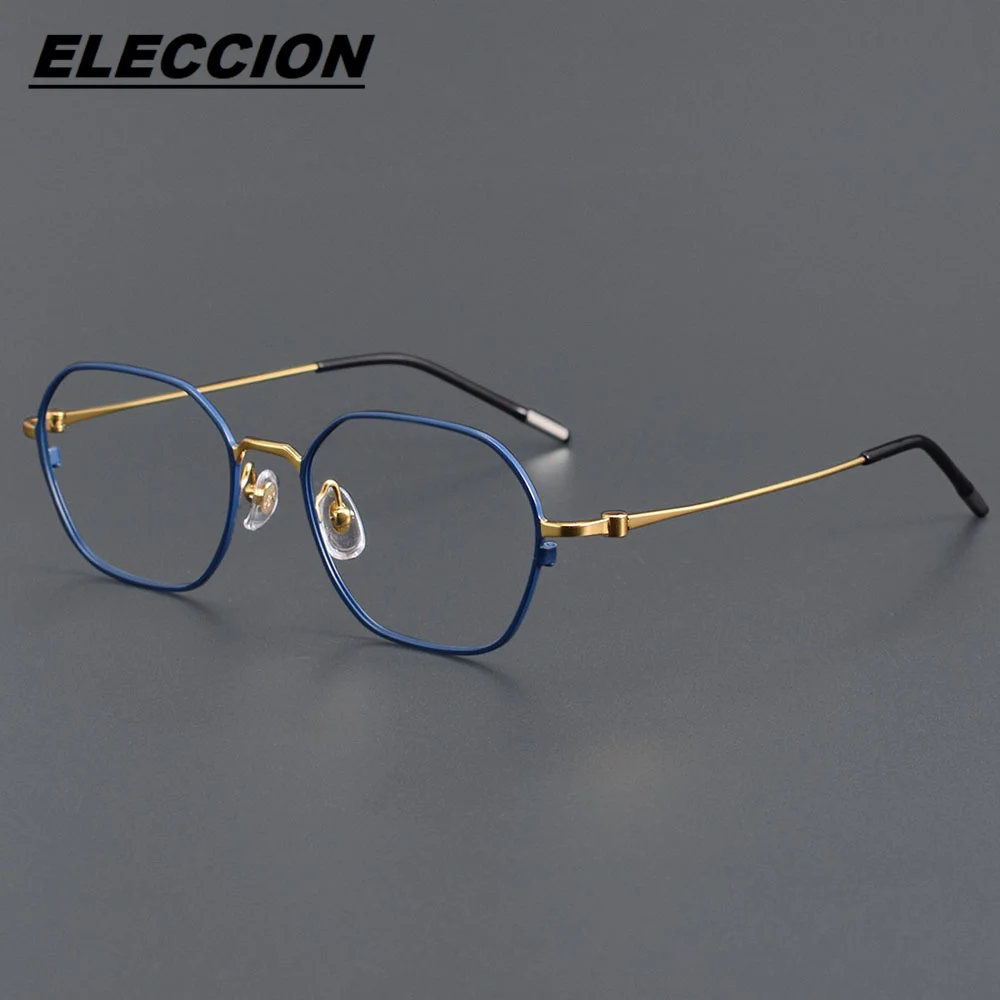 

ELECCION Japanese Designer Eyewear High-quality Titanium Plate Polygon Eyeglass Frames Men 2024 New Optics Glasses Frame 6035