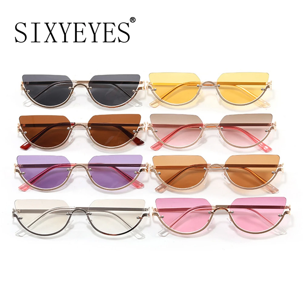 Ins Trend Cat Eye Sunglasses Women Men 2025 Luxury Brand Designer Metal Frame Sun Glasses Mirror Shades Uv400 Narrow Eyeglasses