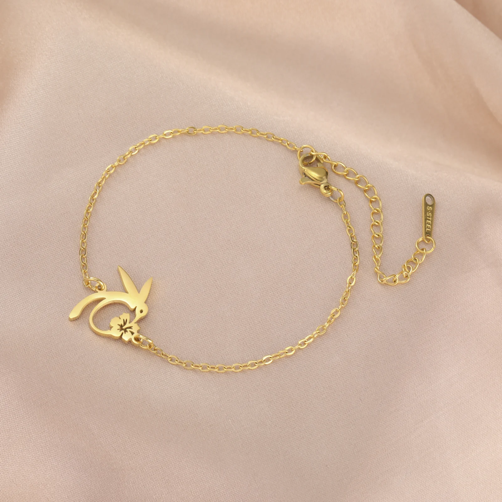 Skyrim Kolibri Blume Anhänger Tropfen Ohrring Edelstahl Gold Farbe Damen Ohrringe Tier Schmuck Valentinstag Geschenk Neu In – Detail 2