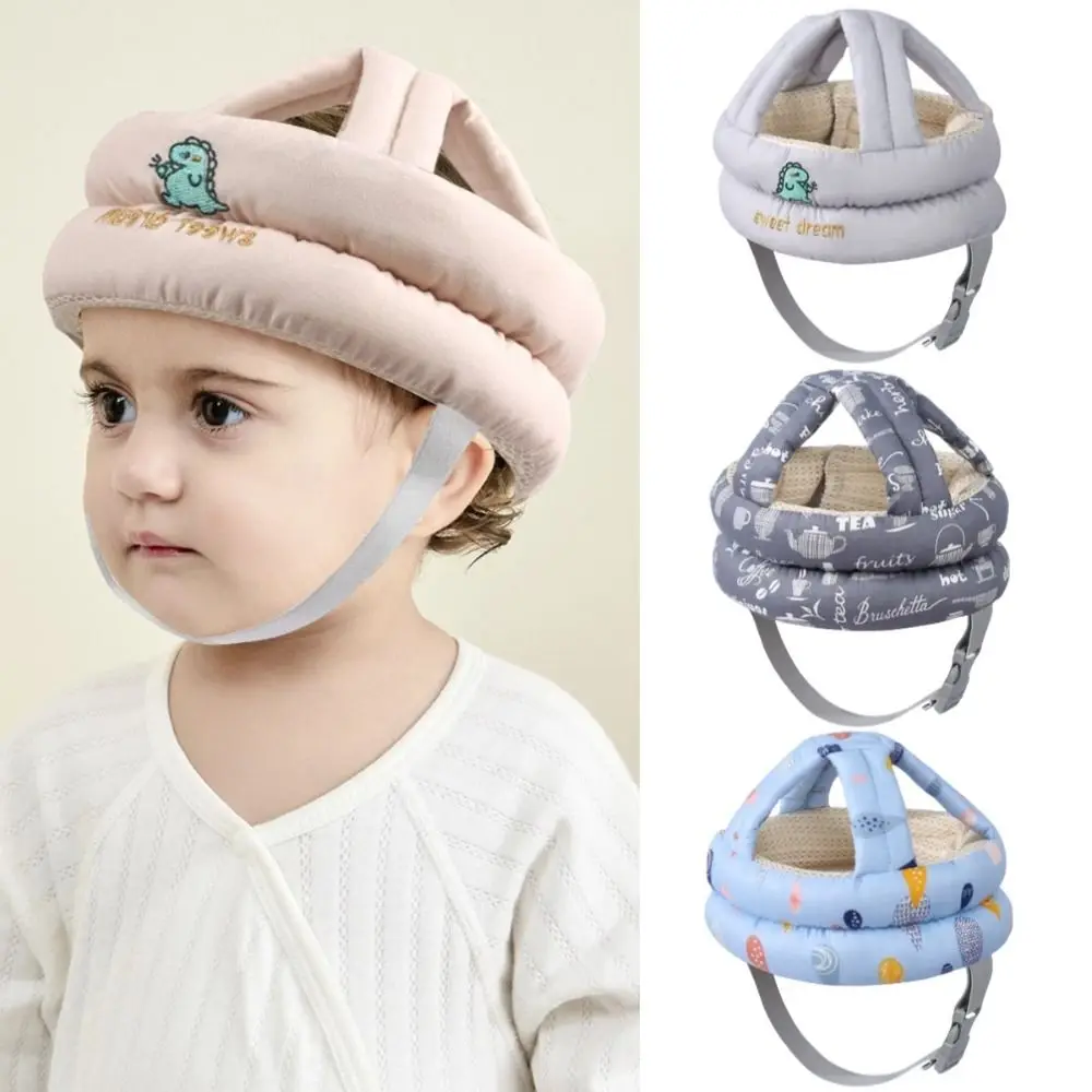 Fashion Breathable Toddler Protective Headgear Adjustable Safe Baby Hat Dinosaur Pattern Sponge Anti-fall Helmet Gift