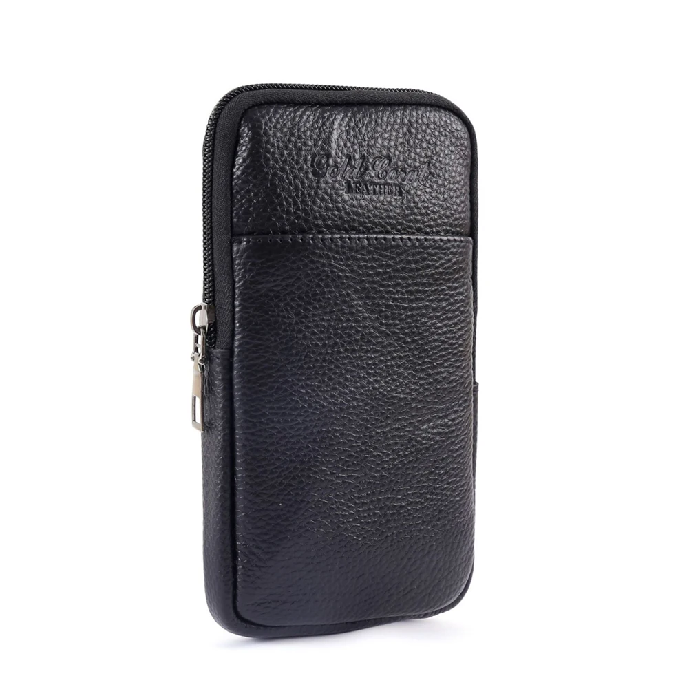 

Fashion Men Small Waist Packs Wallet Retro Pure Color Cowhide Mini Fanny Packs