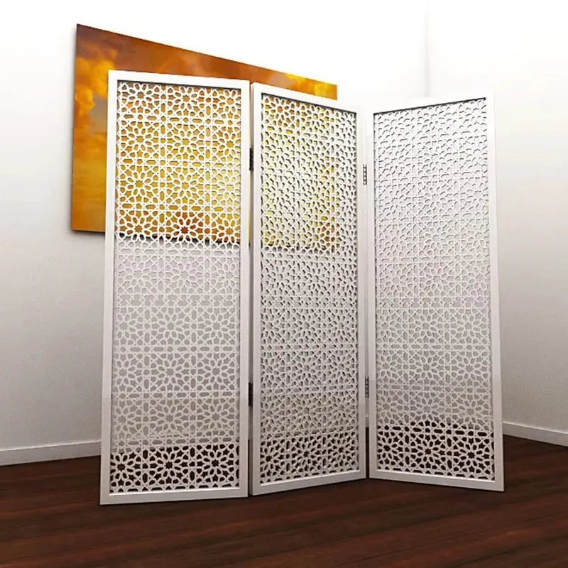 Multifunctional Folding Room Partition Screen Art Deco Design Curved Edge Customizable Size Stylish Stainless Steel Finish