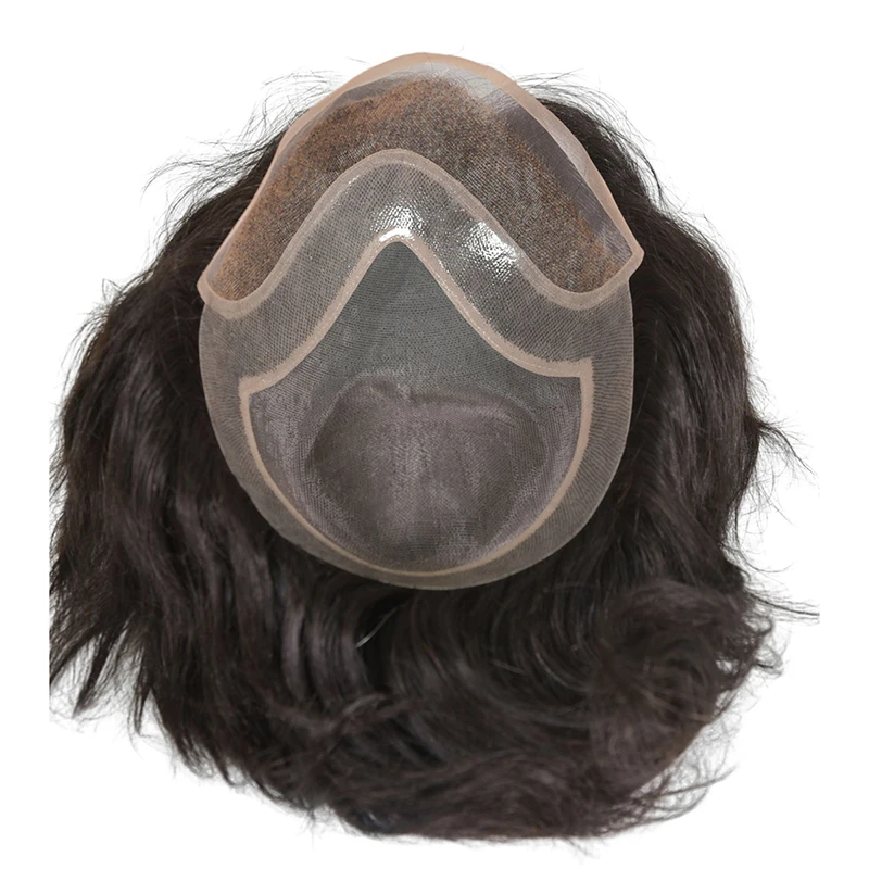 أحادية بولي PU الدانتيل الجبهة الرجال الشعر المستعار 6-7 بوصة ابيض عقدة الهندي ريمي الشعر البشري الطبيعي الشعرية الاصطناعية نظام الذكور هيربيسي