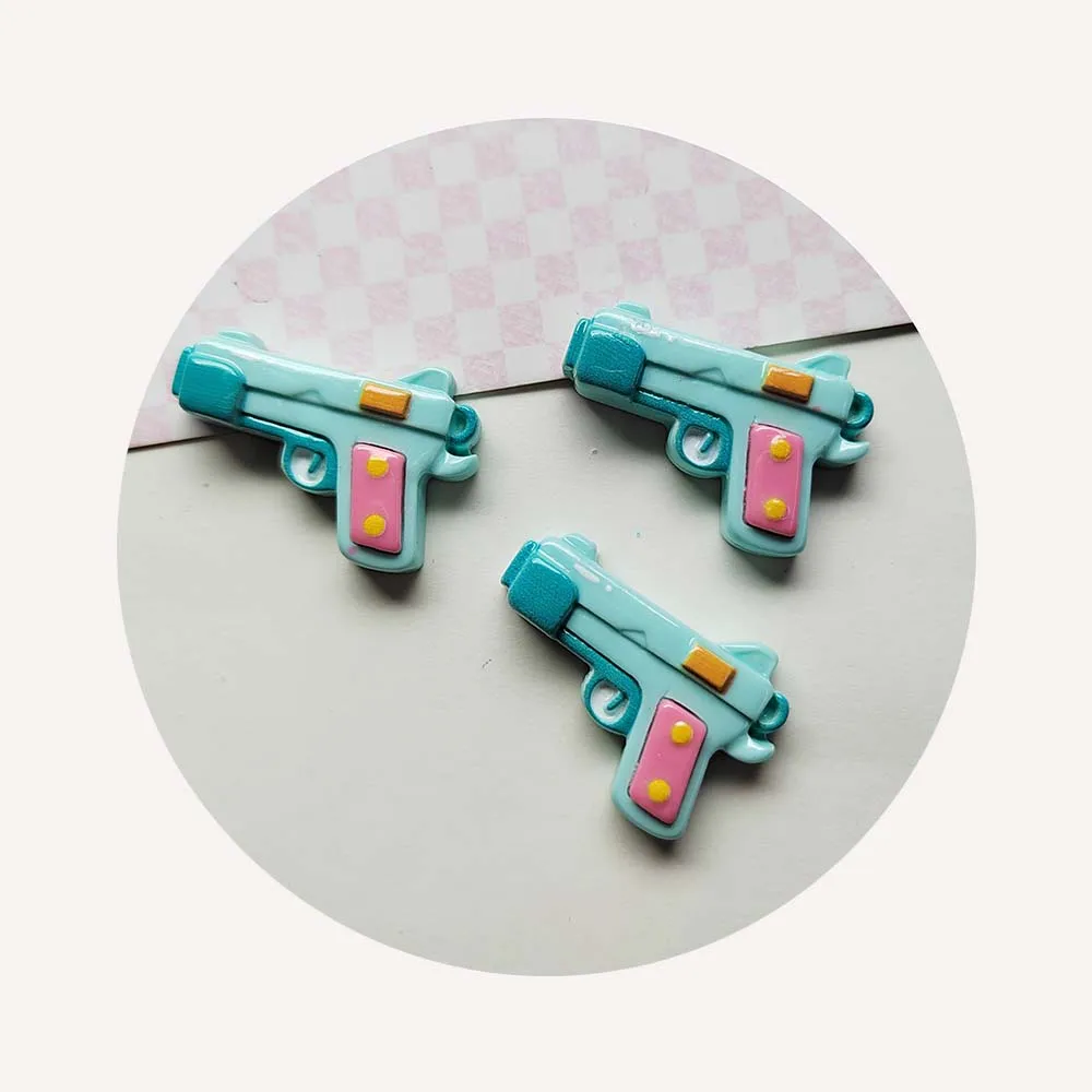 Cute Multicolor Resin Flatback Pistol Charms For Necklace Keychain Pendant DIY Making Accessories