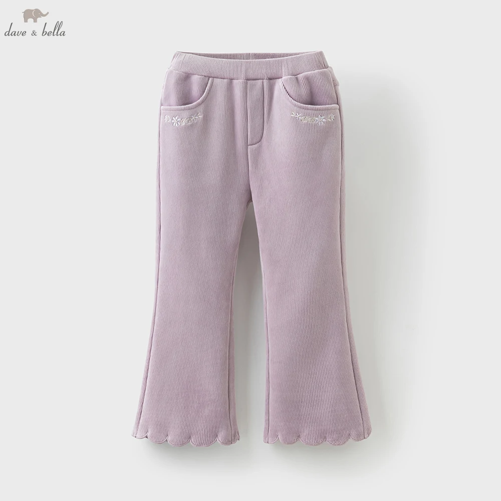 

Бархатные джинсы Dave Bella для девочек, осенне-зимние детские свободные эластичные брюки, джинсы, вечерние вечерние брюки DK4253723