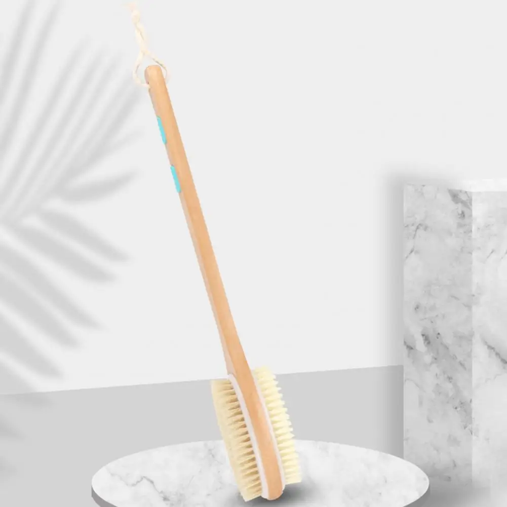 Blood Circulation Boosting Brush Long Handle Dual-sided Shower Brush Soft Stiff Bristles Back Scrubber Exfoliator Ideal for Bath