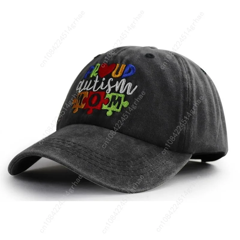 Women's Adjustable Washed Cotton Embroidered Puzzle Graphic Baseball Cap - 6-Thread Stitching, Sturdy Buckle, Autism Awareness G