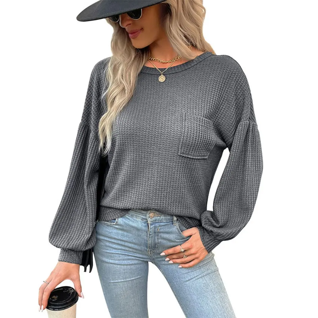 

Independent Station Women's Long Sleeve Knitted Shirt Backless Hollow Design European American Style Top for