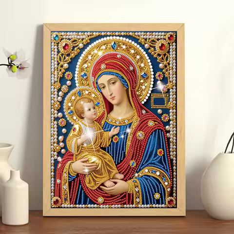 Virgin Mary Partial DIY 5D Special Shaped Drill Diamond Art Kits for Adults/Beginners Gift Idea Home Wall Decor 30x40cm