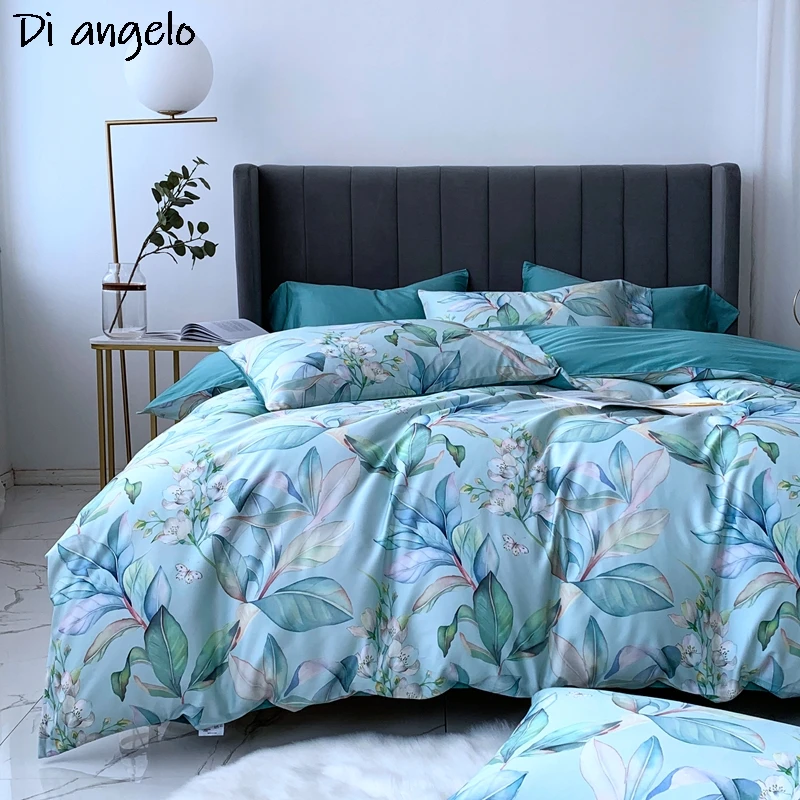 European Style Pastoral Floral 600TC Egyptian Cotton Bedding Set,Double, Queen, King, Duvet Cover Set, Bed Sheet, Pillowcase #/