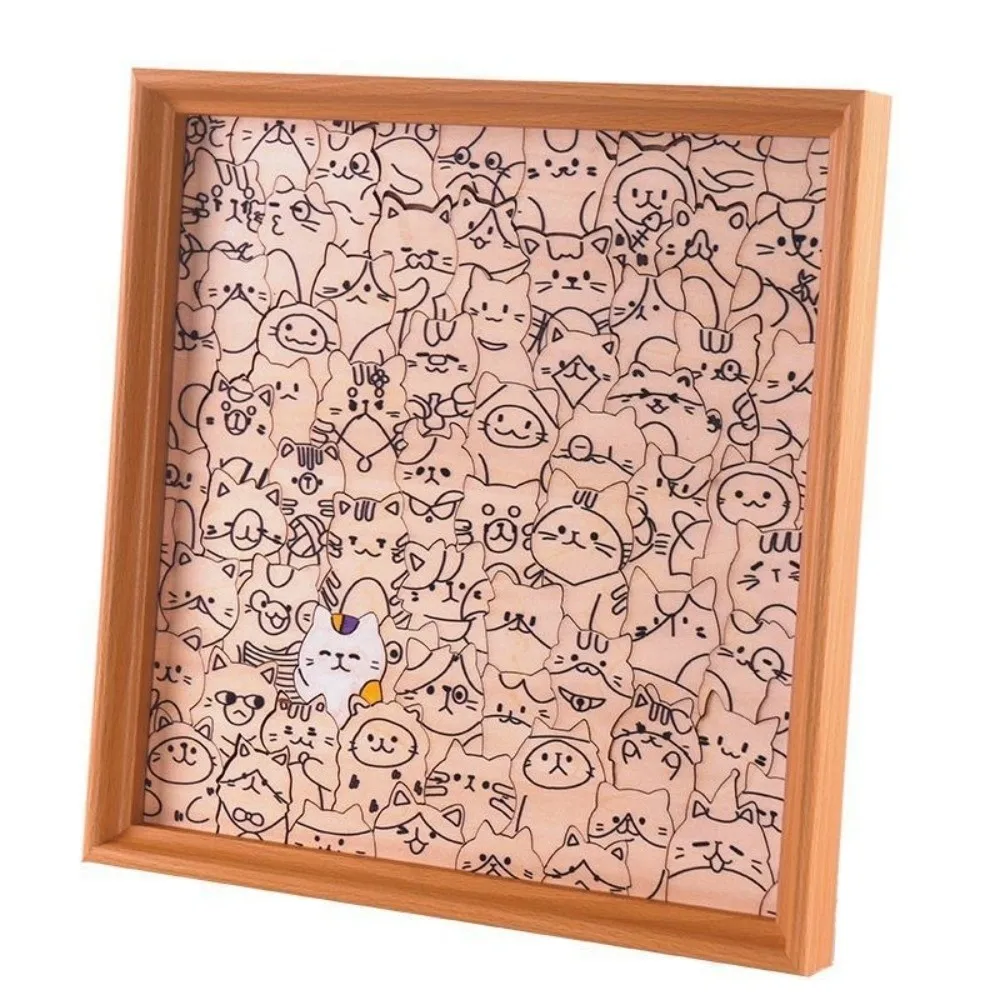 HD Printed Pattern Wooden Coloring Puzzle Seamless Joints Smooth Joints Animal Jigsaw Puzzles Natural Wood Grain With Frame