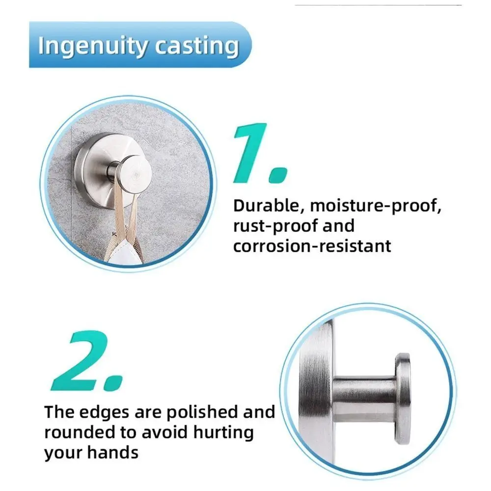 Stainless Steel Christmas Suction Cup Hook No Drill Round Peg Wall Suction Hook Strong Suction Polished Finish